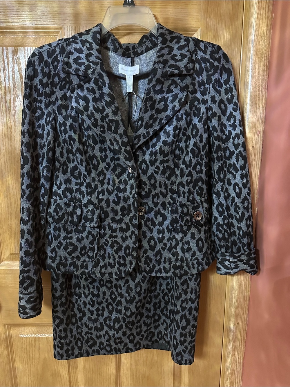 Charter Club Leopard-Print Blazer Jacket - Black & Gray